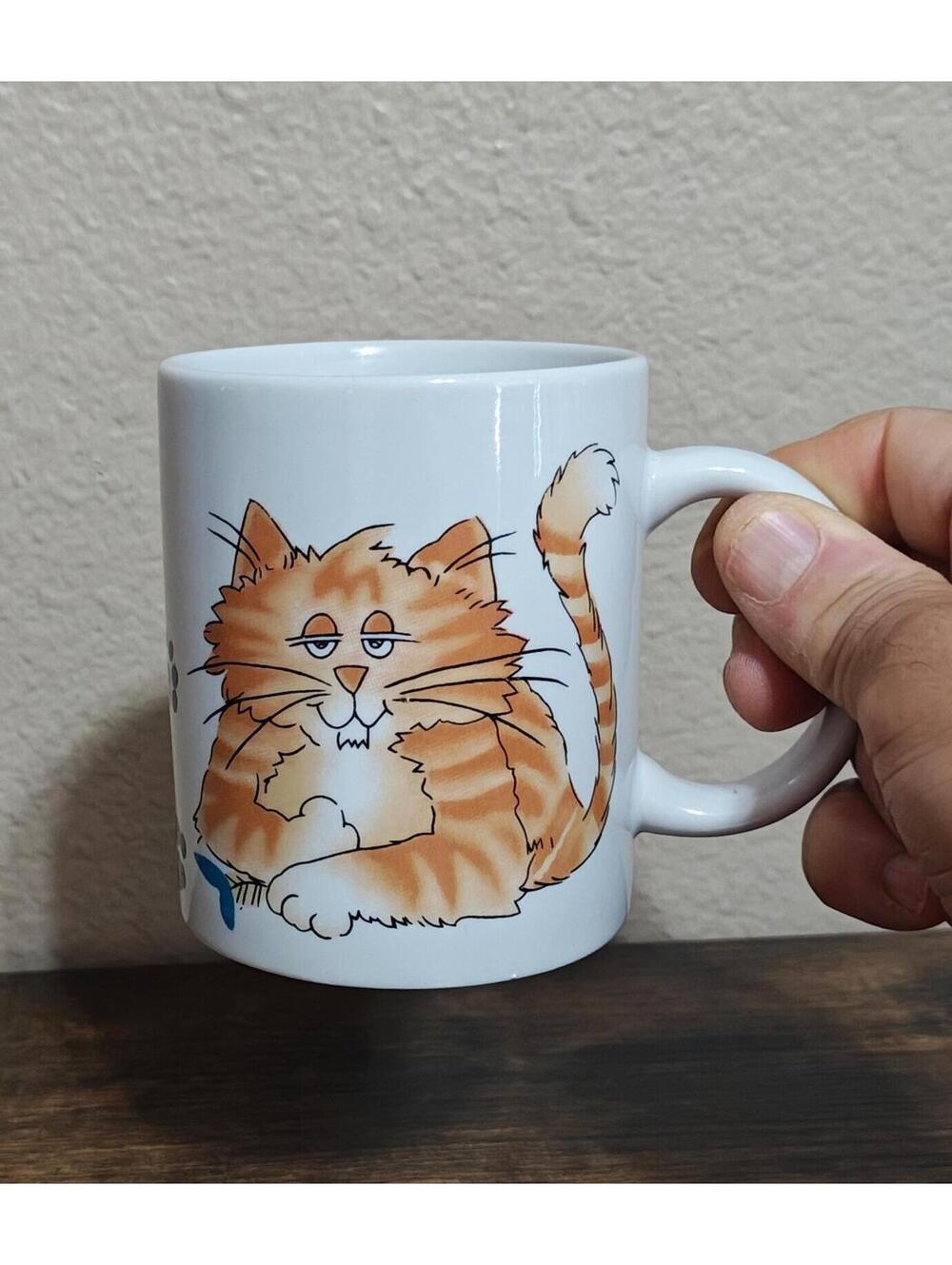 1980s Calico Cat White Mug